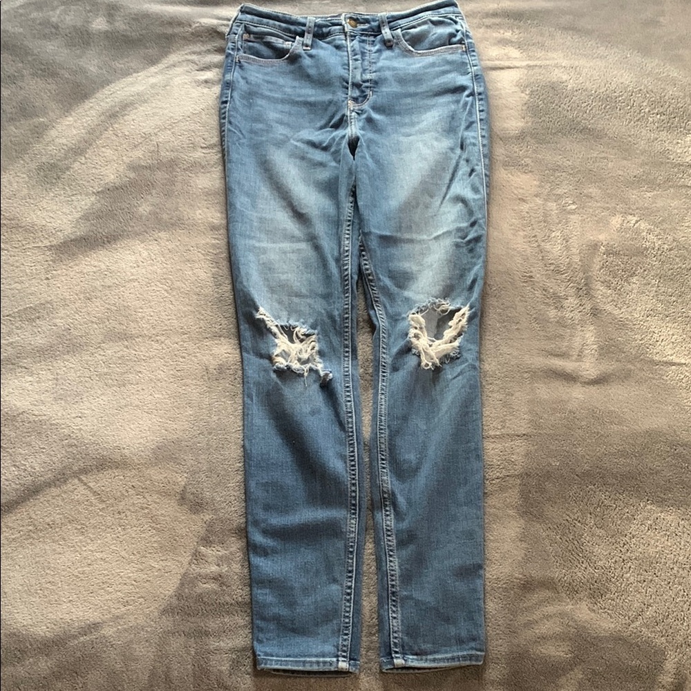 Hollister Blue Skinny Jeans with Distressed Look